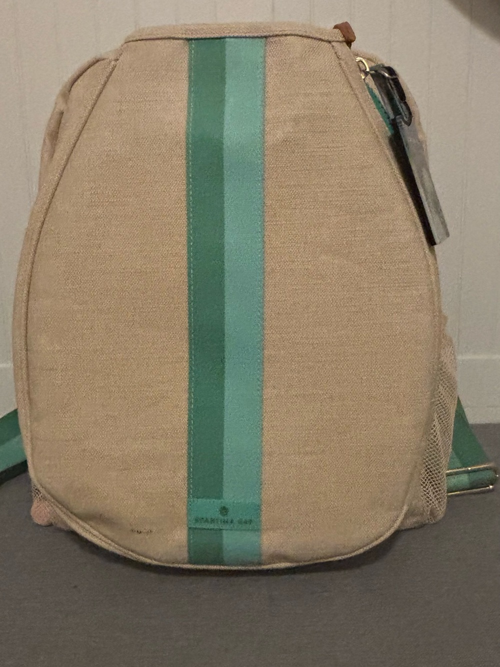 Tennis backpack Spartina 449 Teal-Striped Canvas Accent